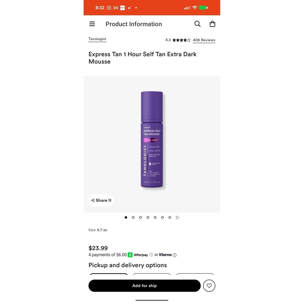 Tanologist Express Tan 1 Hour Self Tan Extra Dark Mousse 6.76oz NEW